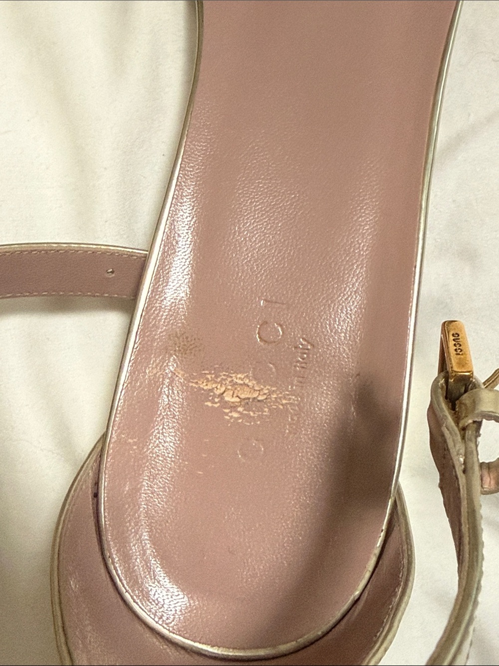 Gucci Metallic champagne Gold Slingback Sandals with Horsebit Detail. Size 39,5 - Picture 5 of 8